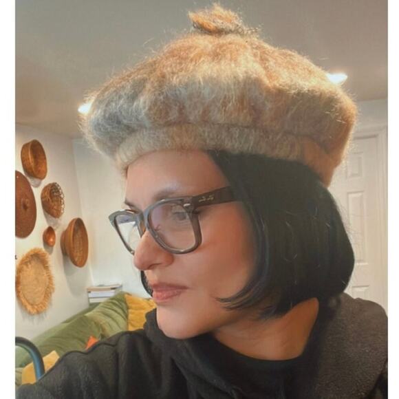 Women’s Vintage French Mohair style Beret Hat Gray - Picture 2 of 5